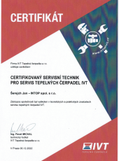 Certifikát pro servis tepelných čerpadel